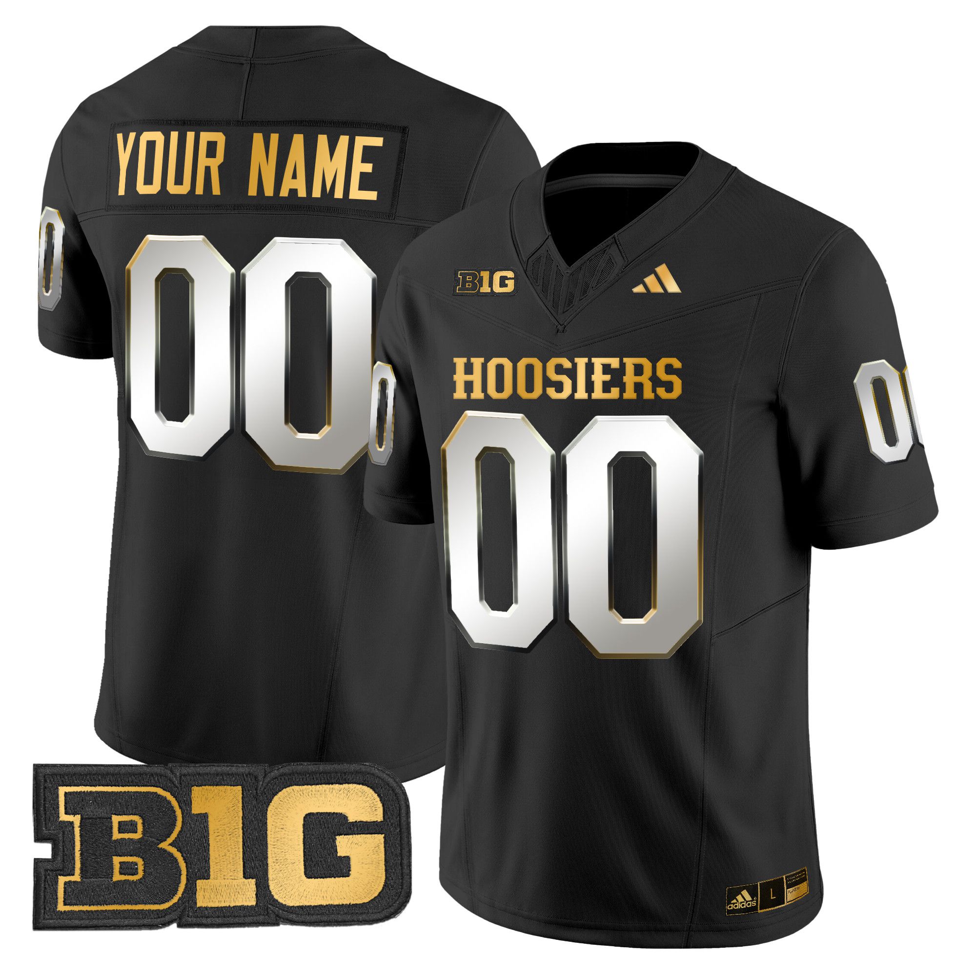 Men Indiana Hoosiers Black 2024 Gold Vapor Limited Custom NCAA Jersey style 2